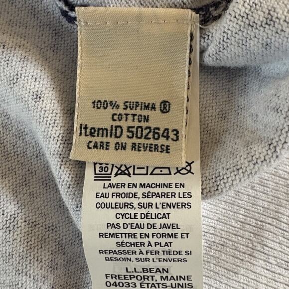 L.L. Bean Women’s Cardigan Blue & White Knit Button Front Supima Cotton Large - Picture 9 of 10